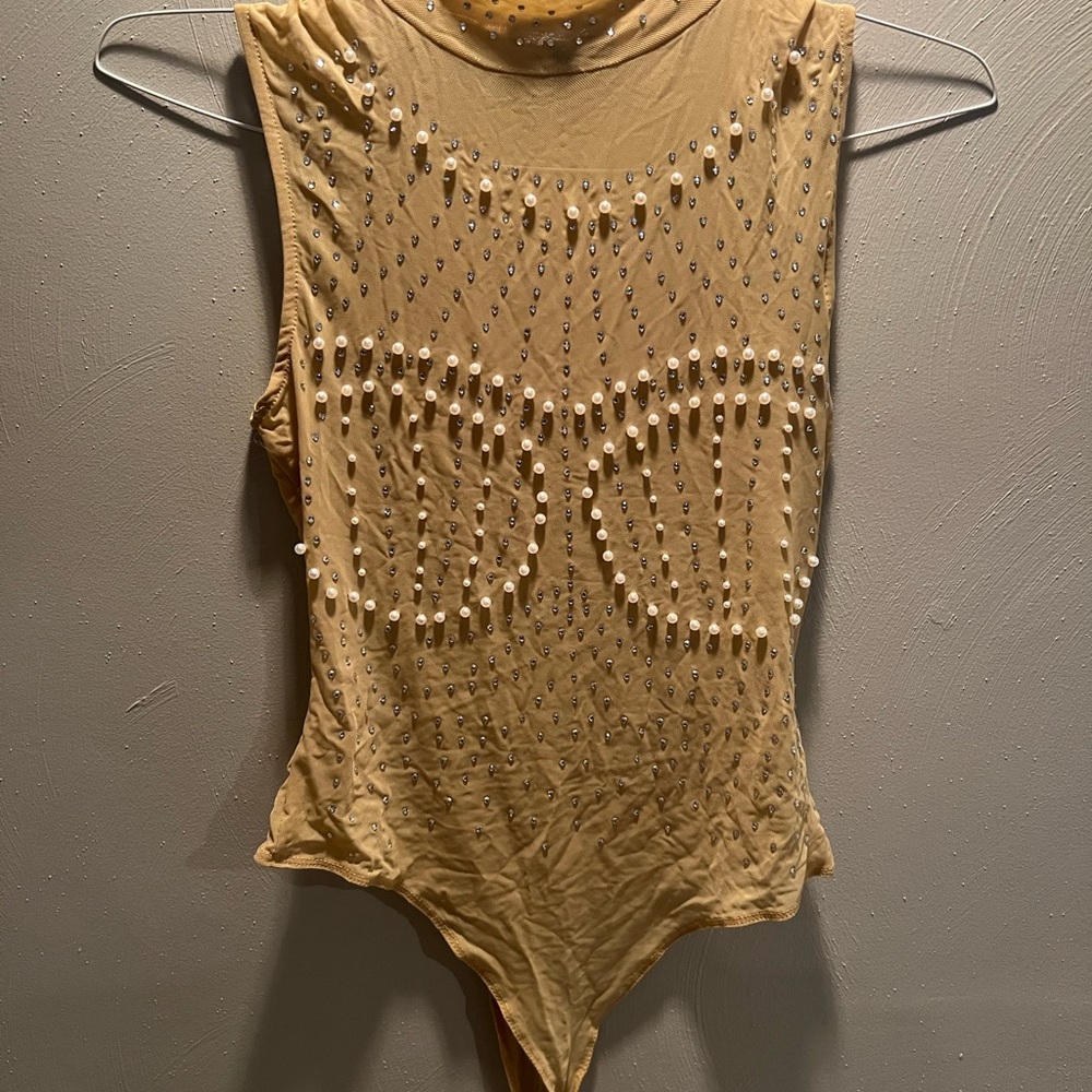 Elegant Tan Sleeveless bodysuit